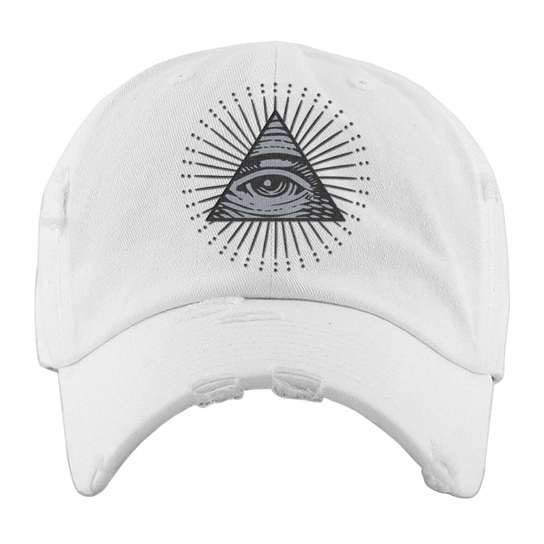 White Python AF 1s Distressed Dad Hat | All Seeing Eye, White