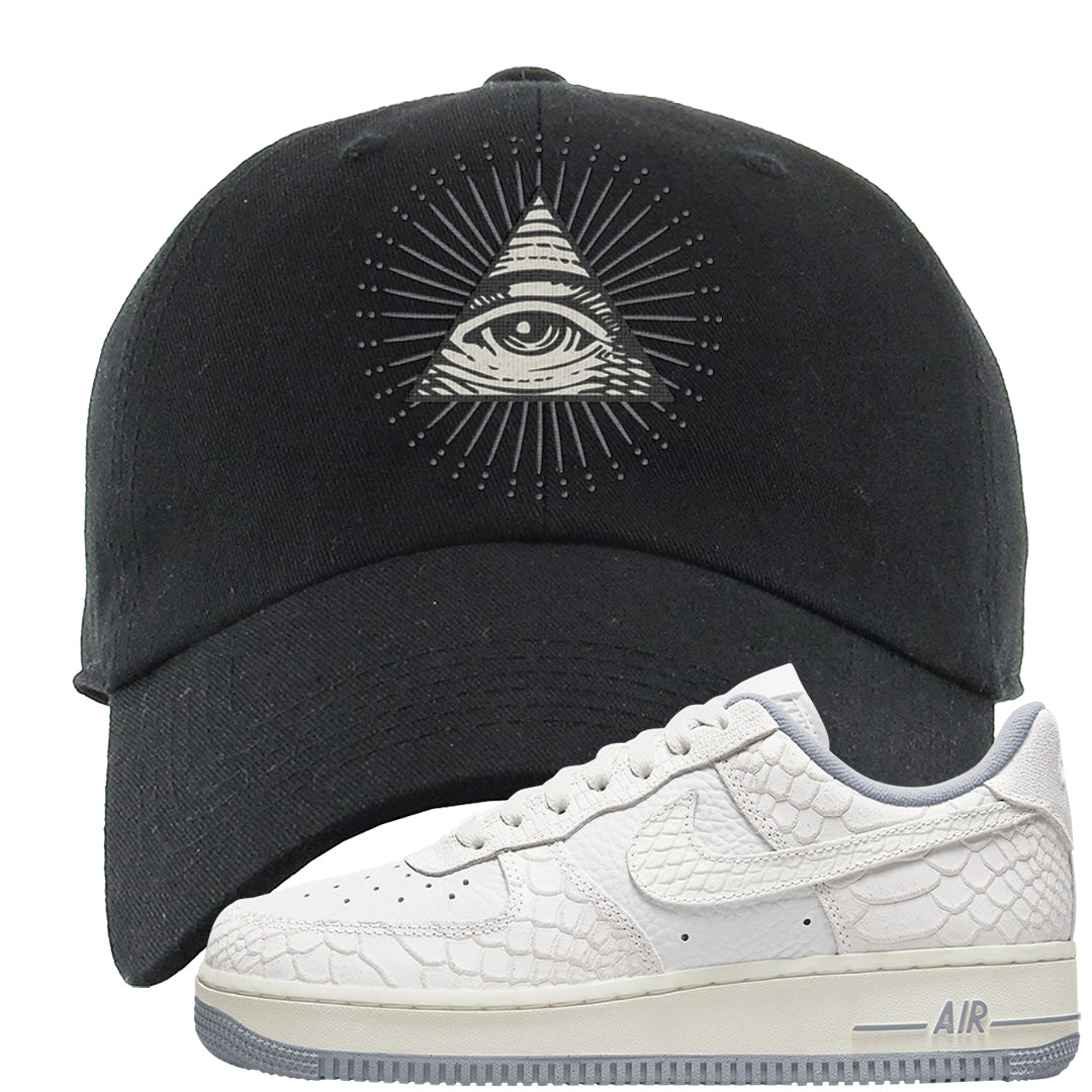 White Python AF 1s Dad Hat | All Seeing Eye, Black