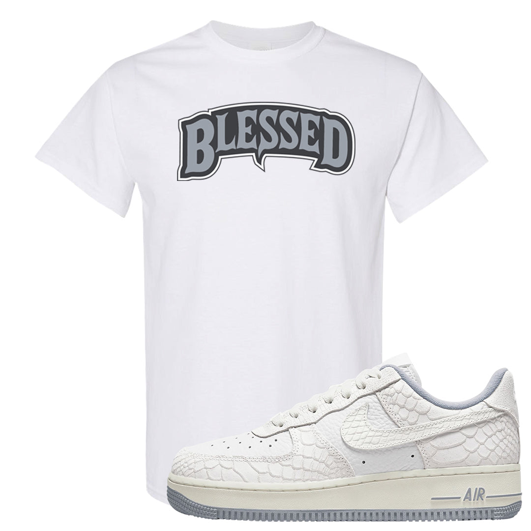 White Python AF 1s T Shirt | Blessed Arch, White