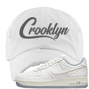 White Python AF 1s Distressed Dad Hat | Crooklyn, White
