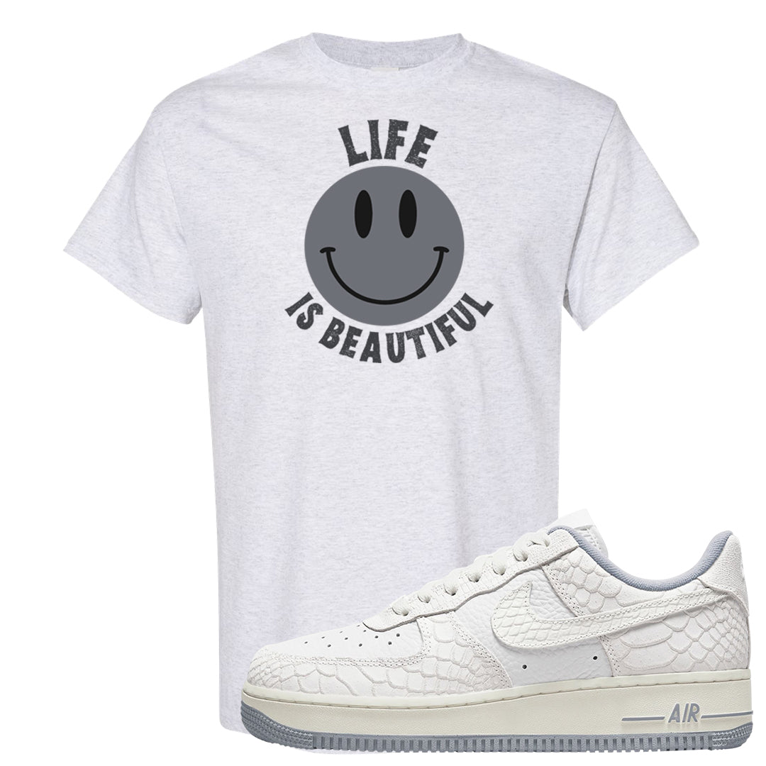 White Python AF 1s T Shirt | Smile Life Is Beautiful, Ash