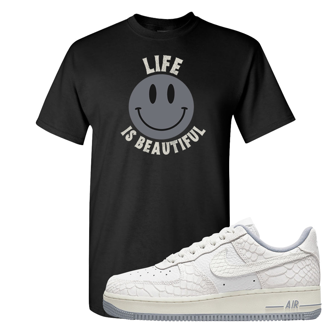 White Python AF 1s T Shirt | Smile Life Is Beautiful, Black