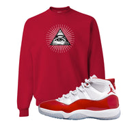 Cherry 11s Crewneck Sweatshirt | All Seeing Eye, Red