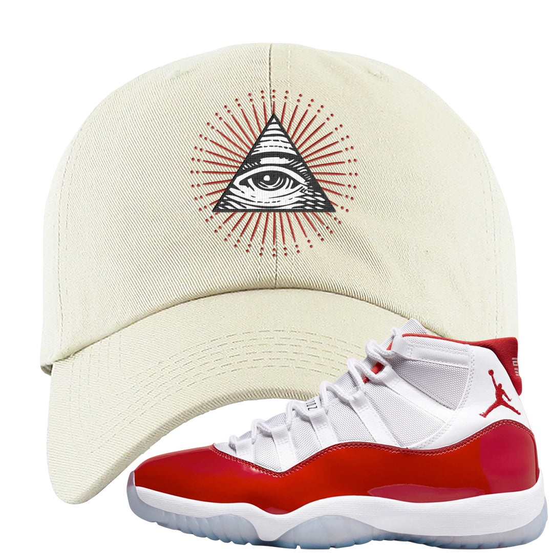 Cherry 11s Dad Hat | All Seeing Eye, White