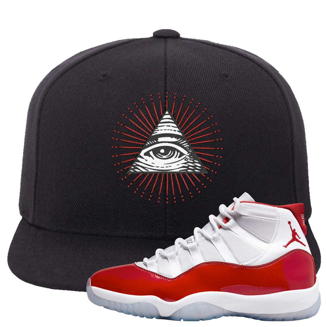 Cherry 11s Snapback Hat | All Seeing Eye, Black