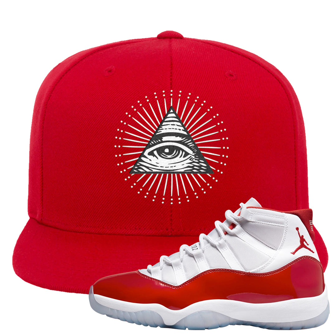 Cherry 11s Snapback Hat | All Seeing Eye, Red