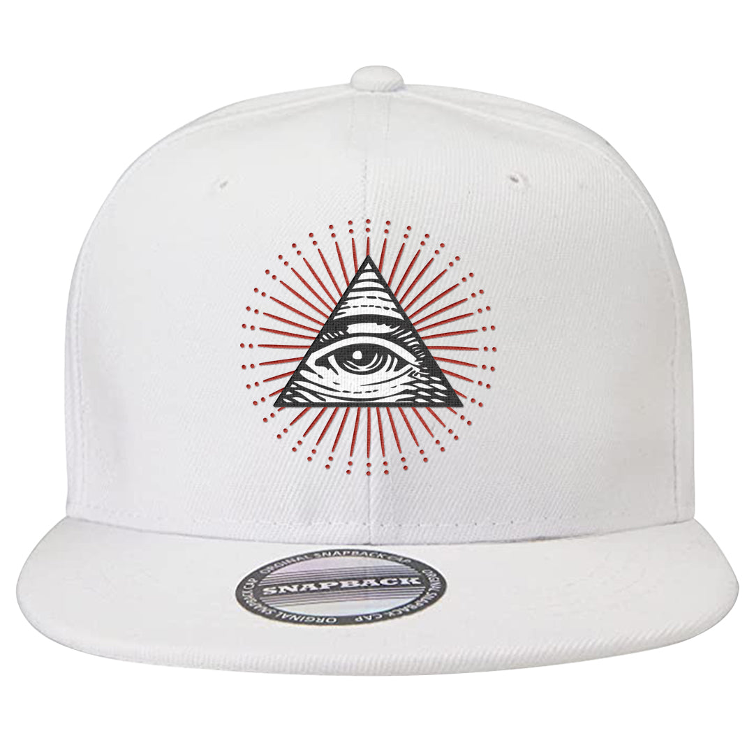 Cherry 11s Snapback Hat | All Seeing Eye, White