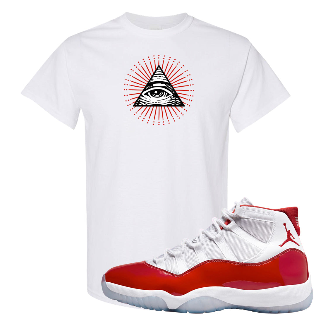 Cherry 11s T Shirt | All Seeing Eye, White