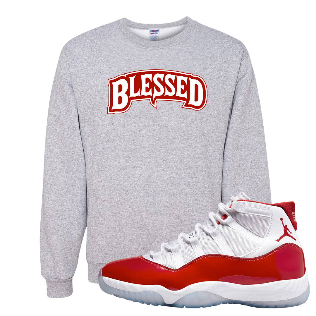 Cherry 11s Crewneck Sweatshirt | Blessed Arch, Ash