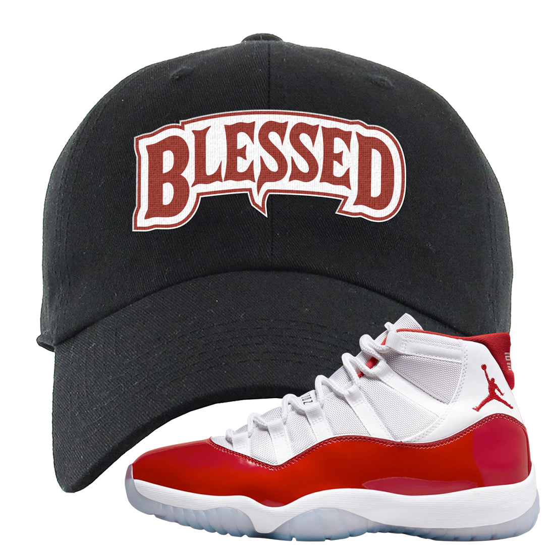 Cherry 11s Dad Hat | Blessed Arch, Black