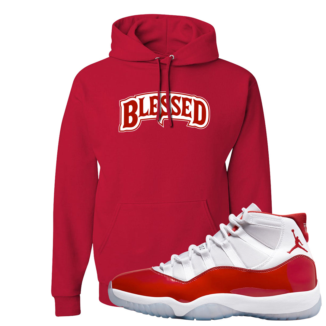 Cherry 11s Hoodie | Blessed Arch, Red