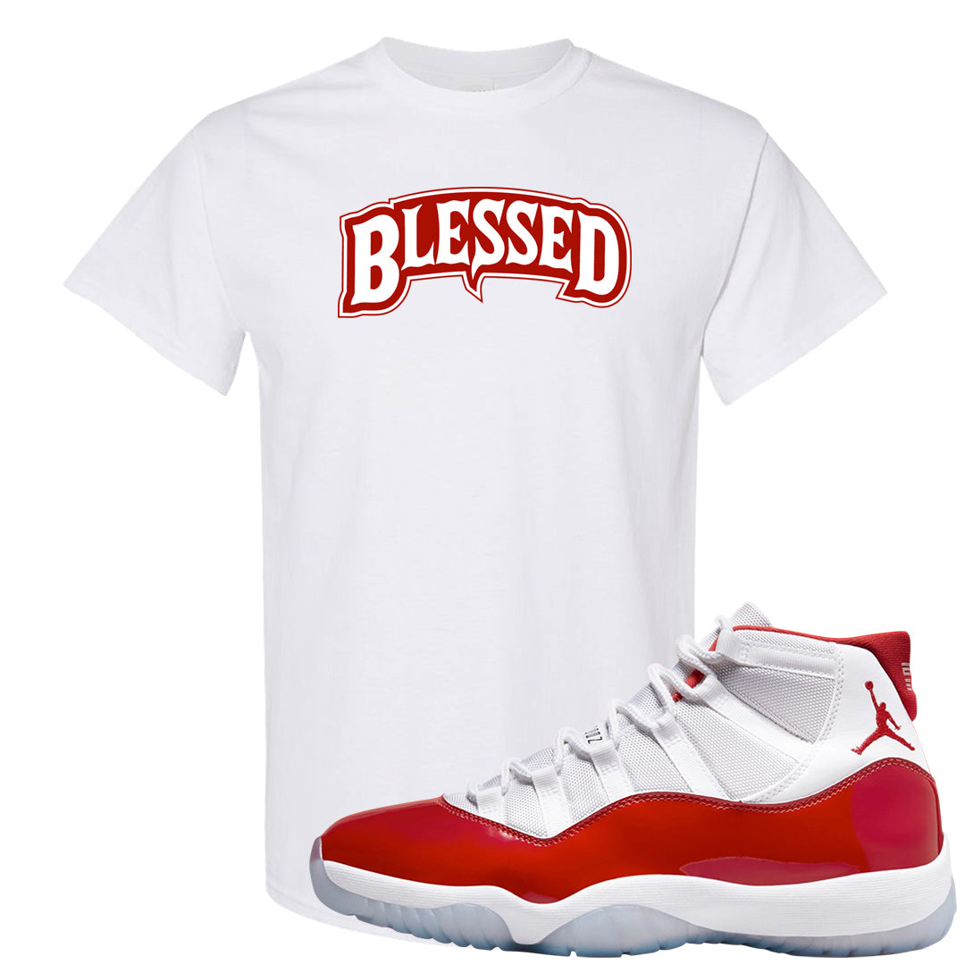 Cherry 11s T Shirt | Blessed Arch, White