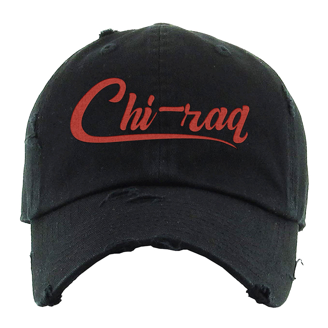 Cherry 11s Distressed Dad Hat | Chiraq, Black