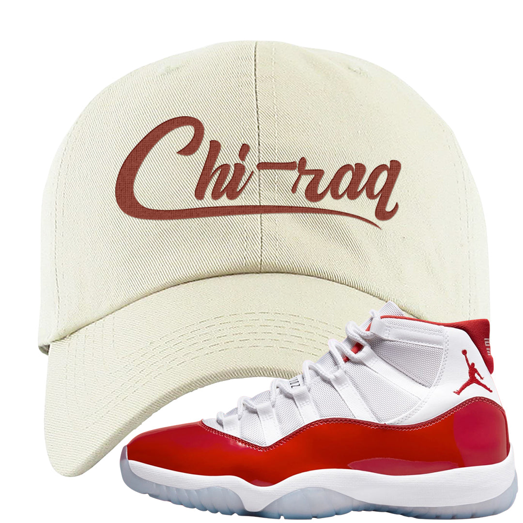 Cherry 11s Dad Hat | Chiraq, White