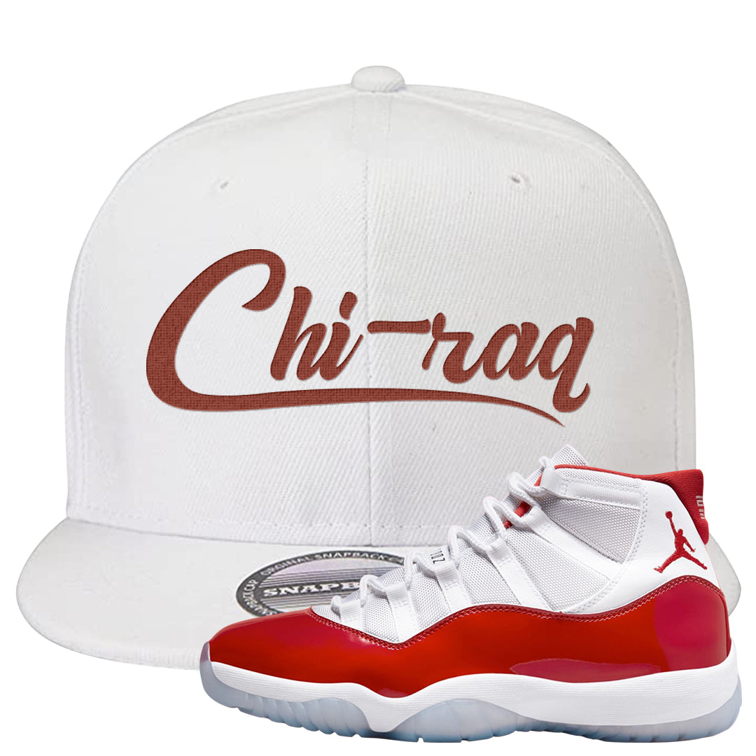 Cherry 11s Snapback Hat | Chiraq, White