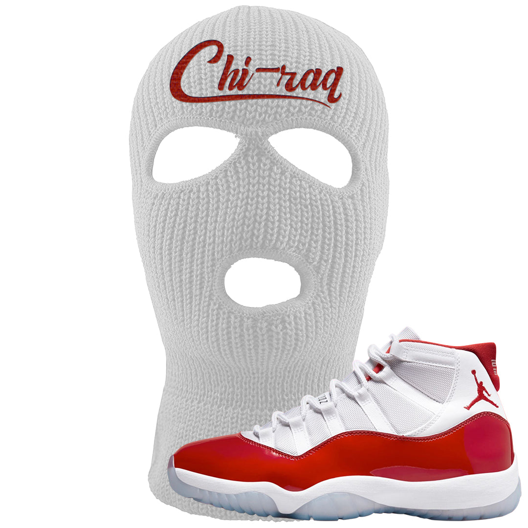 Cherry 11s Ski Mask | Chiraq, White