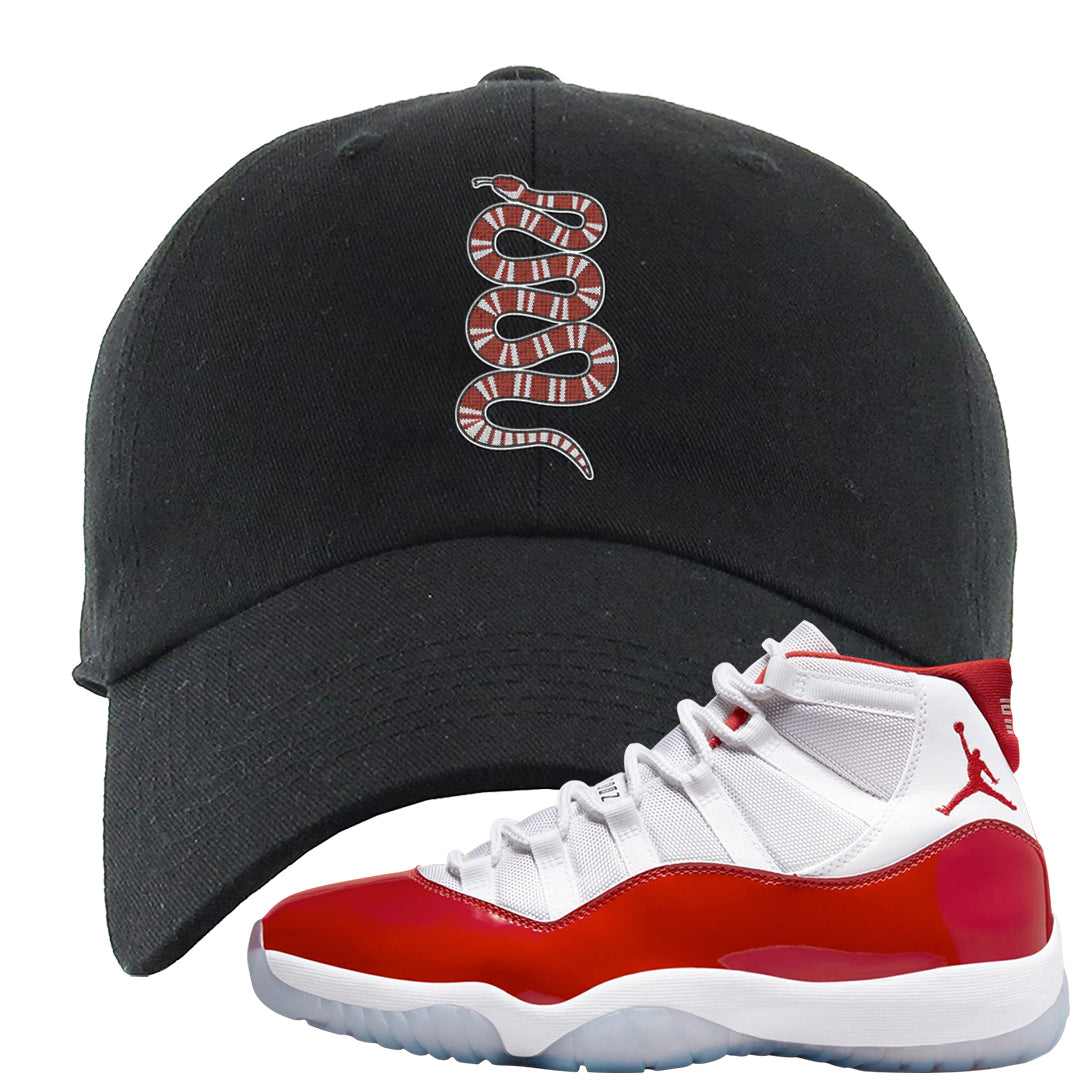 Cherry 11s Dad Hat | Coiled Snake, Black
