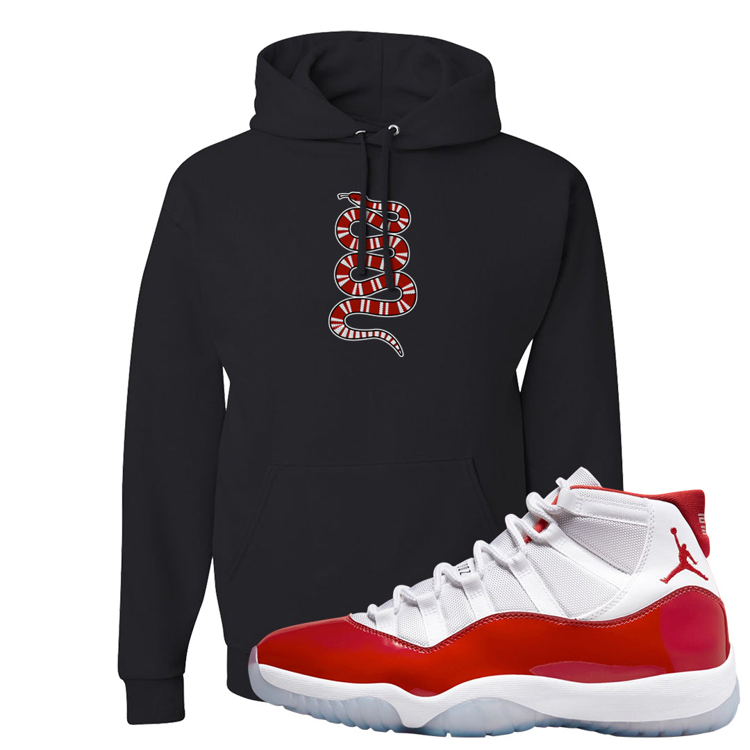 Cherry 11s Hoodie | Coiled Snake, Black
