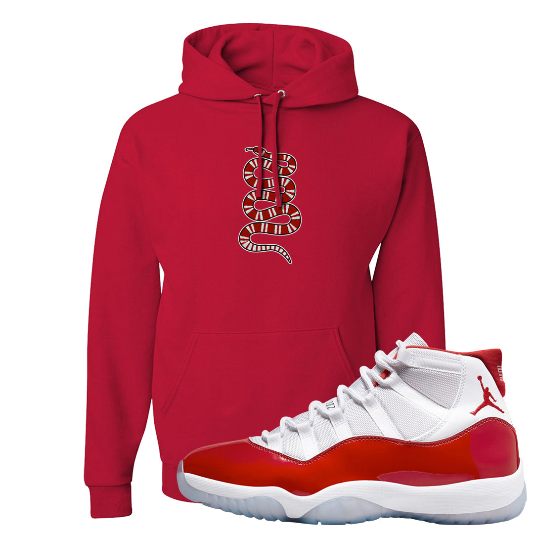 Cherry 11s Hoodie | Coiled Snake, Red