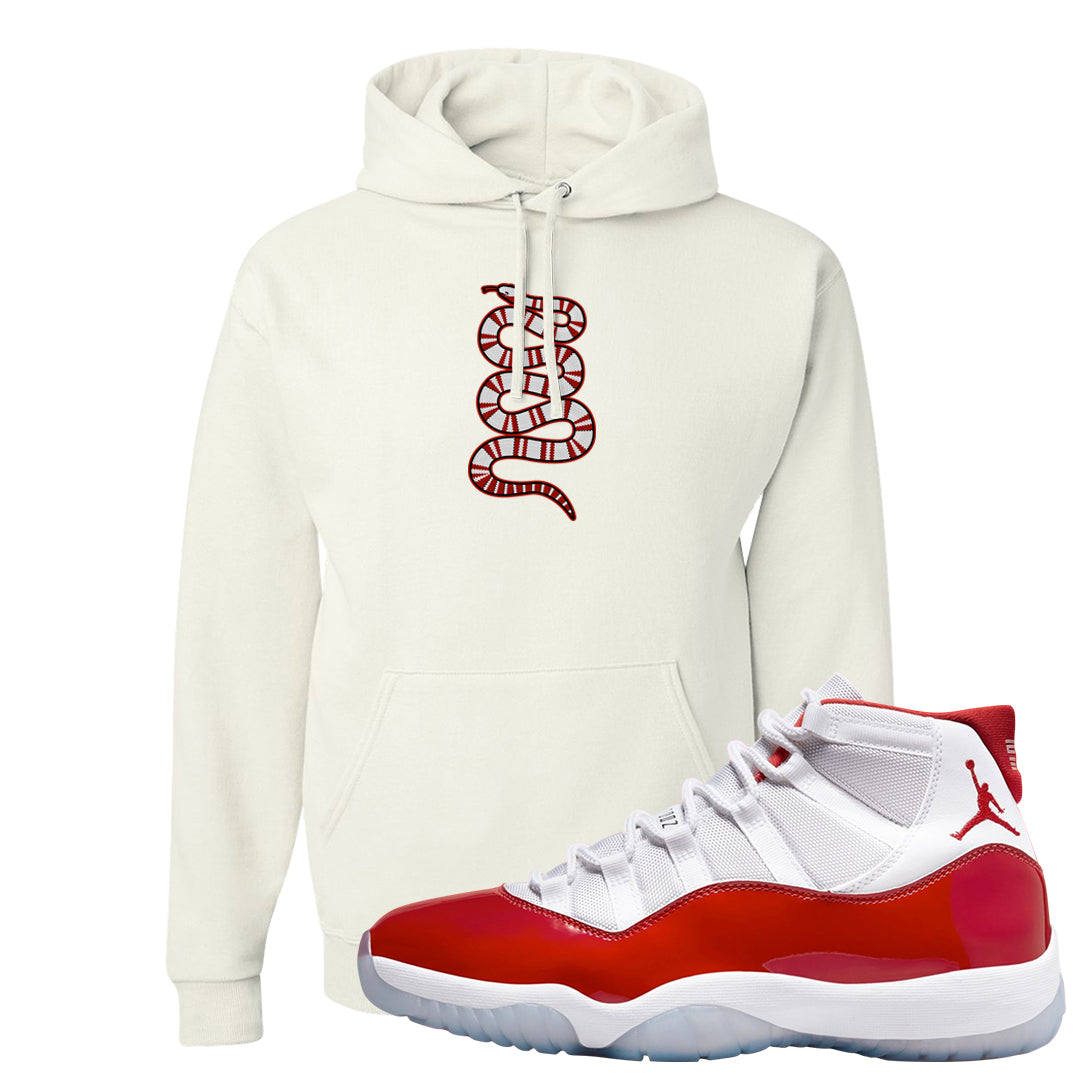 Cherry 11s Hoodie | Coiled Snake, White