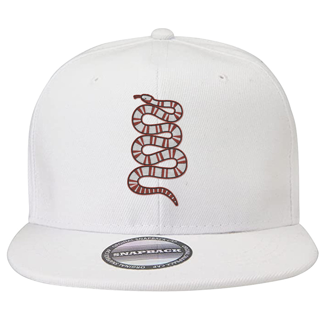 Cherry 11s Snapback Hat | Coiled Snake, White