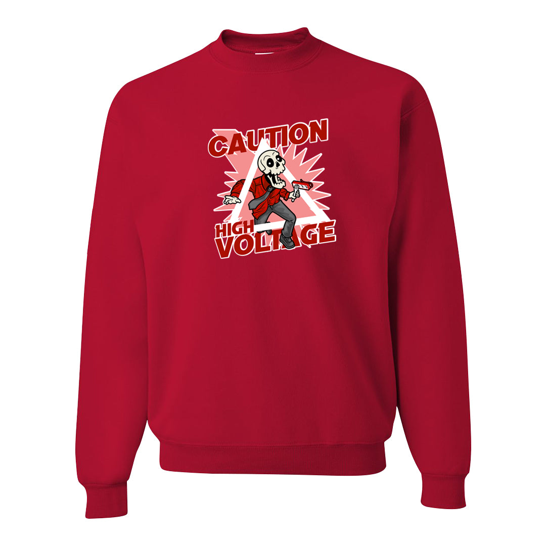 Cherry 11s Crewneck Sweatshirt | Caution High Voltage, Red