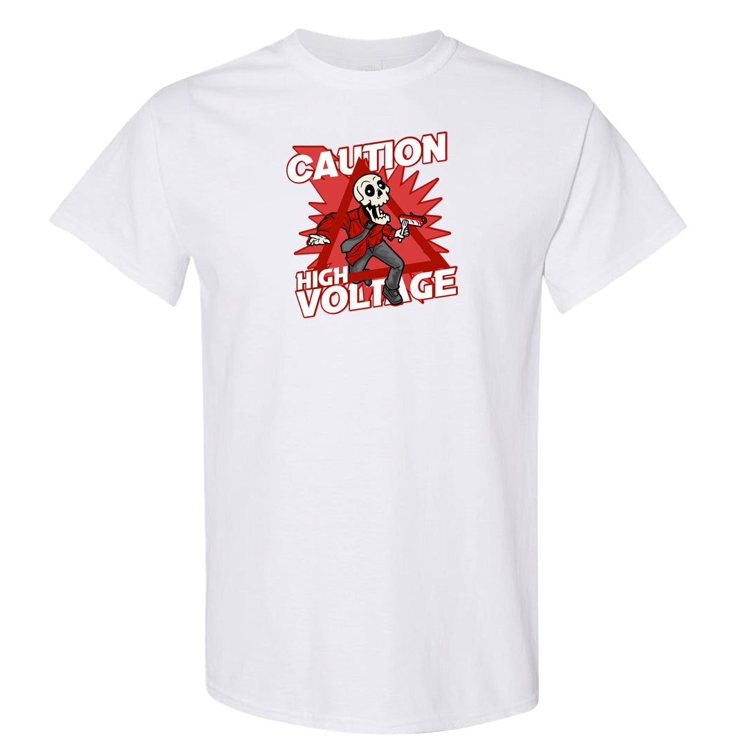 Cherry 11s T Shirt | Caution High Voltage, White