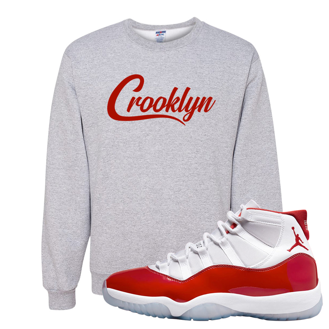 Cherry 11s Crewneck Sweatshirt | Crooklyn, Ash