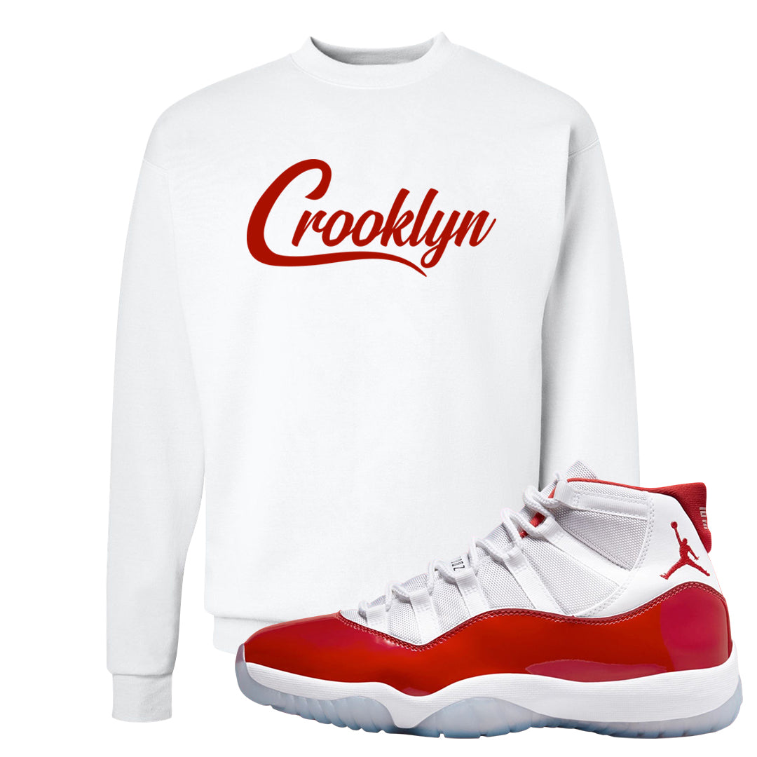 Cherry 11s Crewneck Sweatshirt | Crooklyn, White
