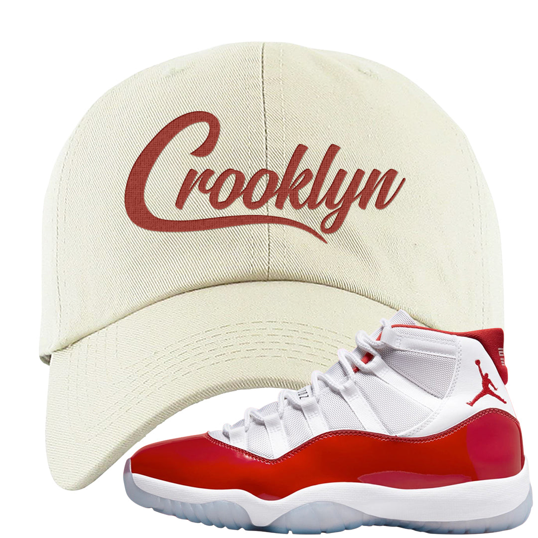 Cherry 11s Dad Hat | Crooklyn, White