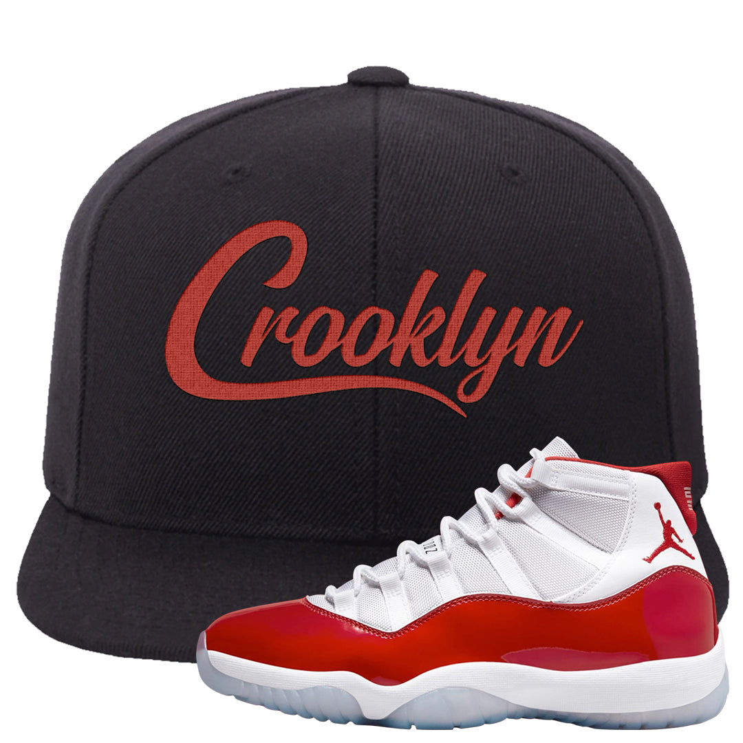 Cherry 11s Snapback Hat | Crooklyn, Black