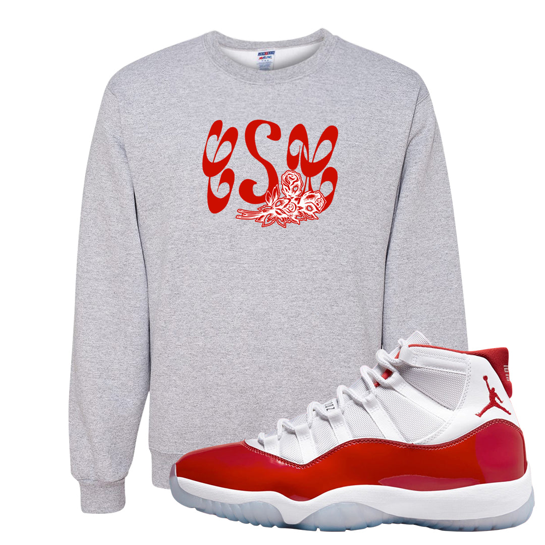 Cherry 11s Crewneck Sweatshirt | Certified Sneakerhead, Ash