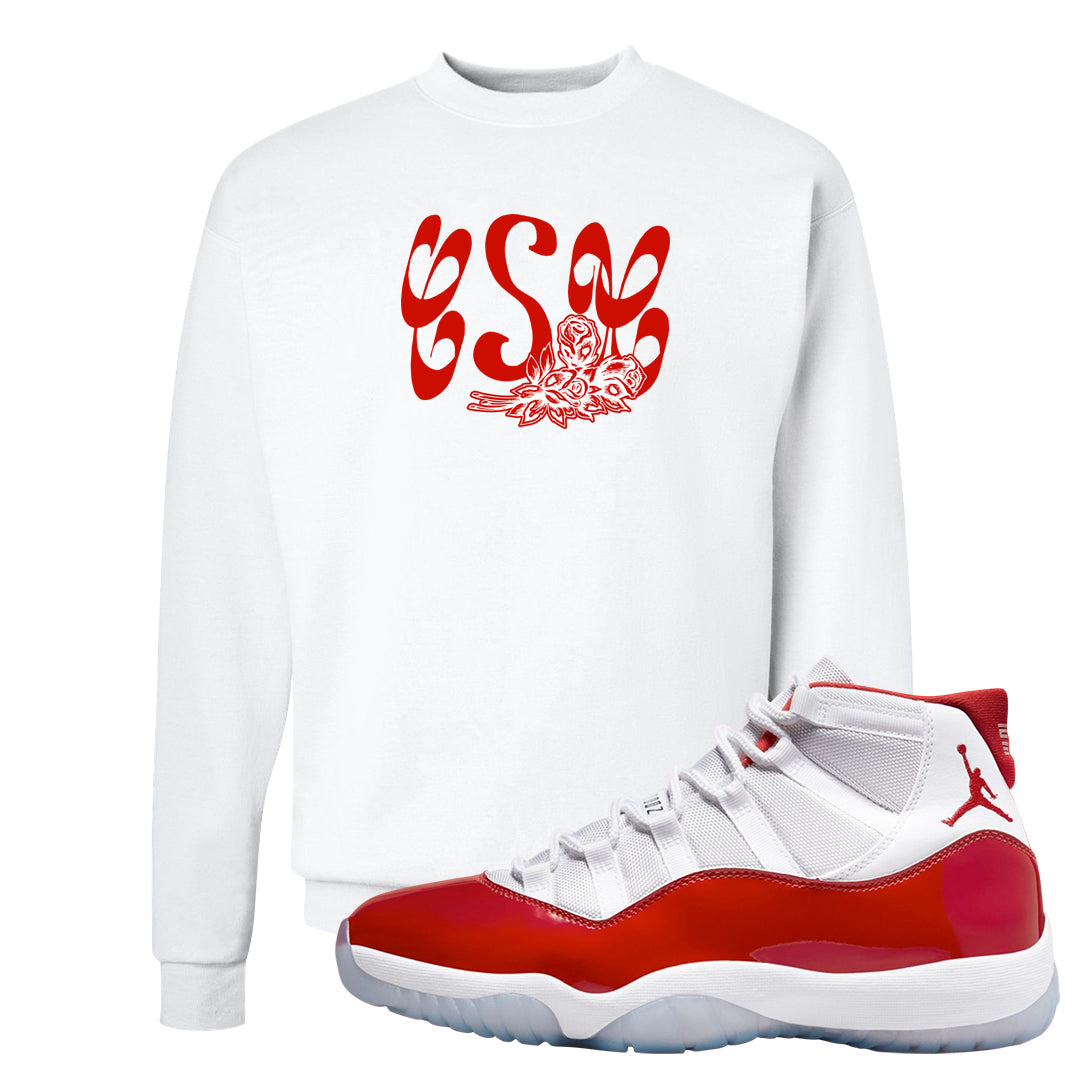 Cherry 11s Crewneck Sweatshirt | Certified Sneakerhead, White