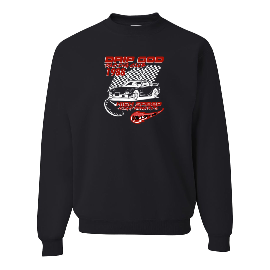 Cherry 11s Crewneck Sweatshirt | Drip God Racing Club, Black