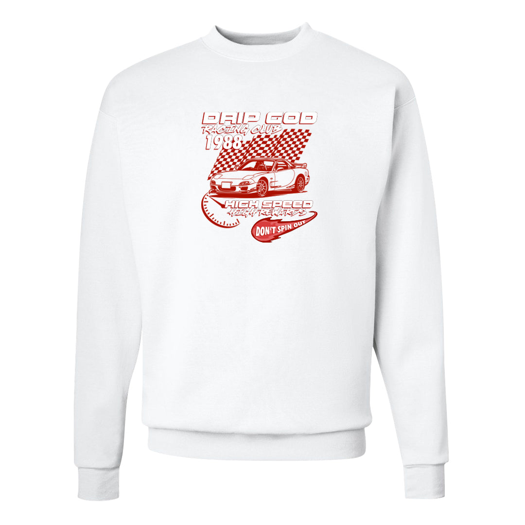Cherry 11s Crewneck Sweatshirt | Drip God Racing Club, White