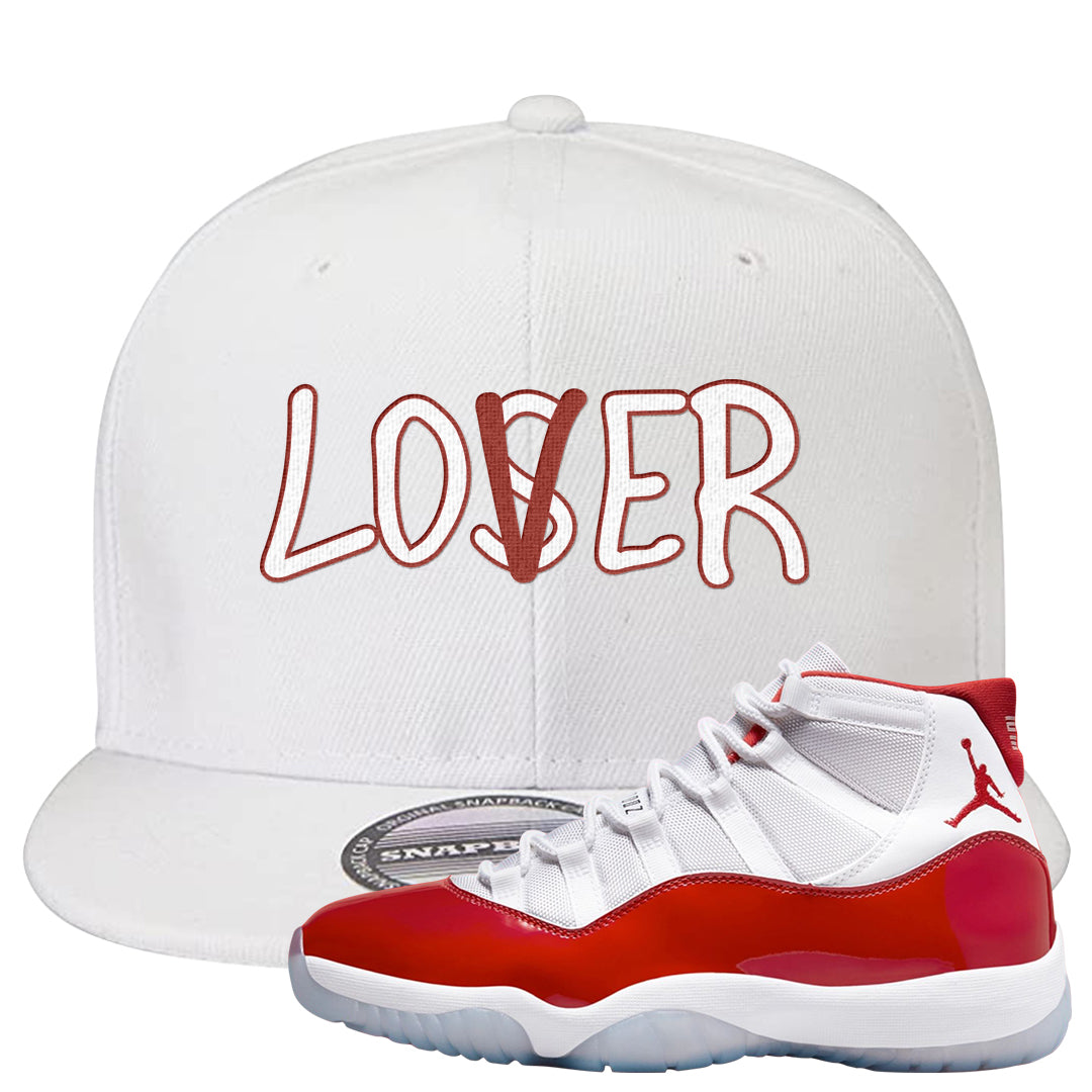 Cherry 11s Snapback Hat | Lover, White