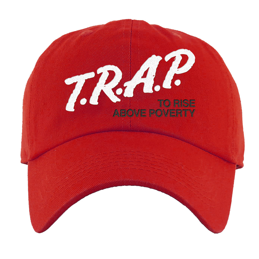 Cherry 11s Dad Hat | Trap To Rise Above Poverty, Red