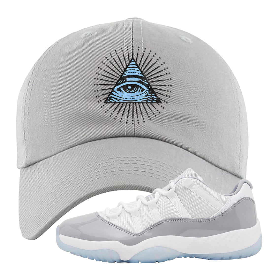 Cement Grey Low 11s Dad Hat | All Seeing Eye, Light Gray