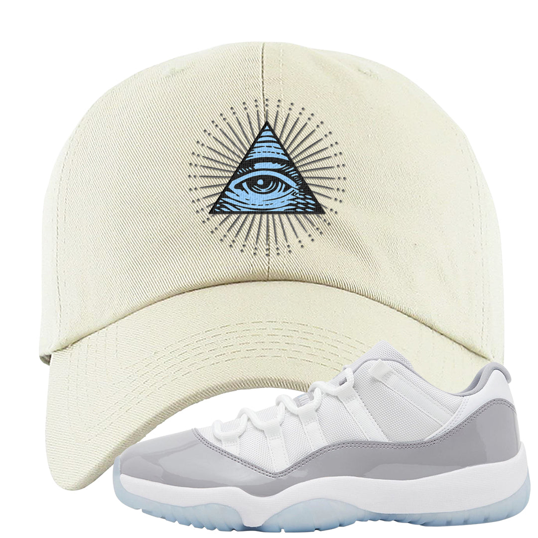 Cement Grey Low 11s Dad Hat | All Seeing Eye, White