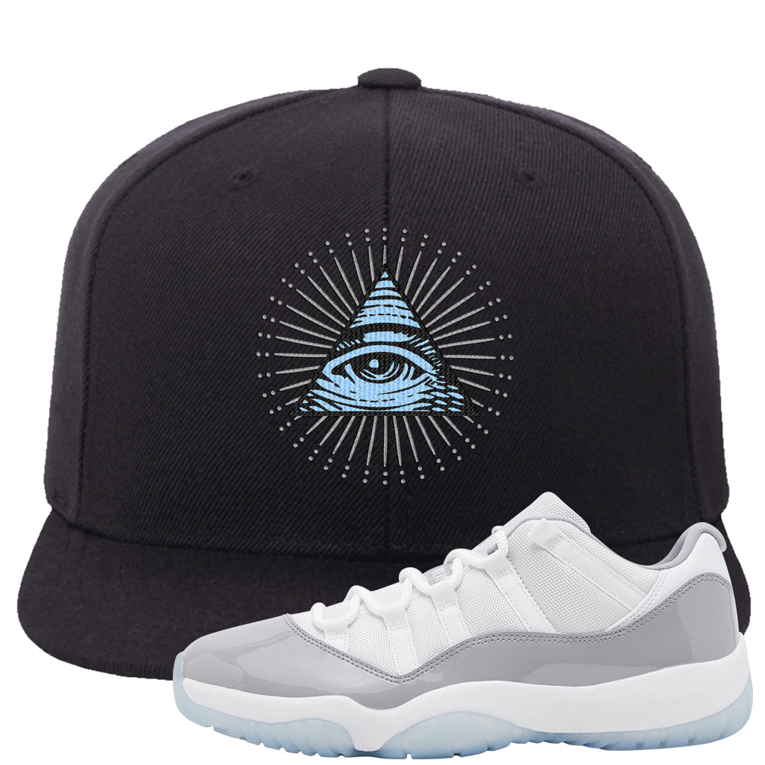 Cement Grey Low 11s Snapback Hat | All Seeing Eye, Black