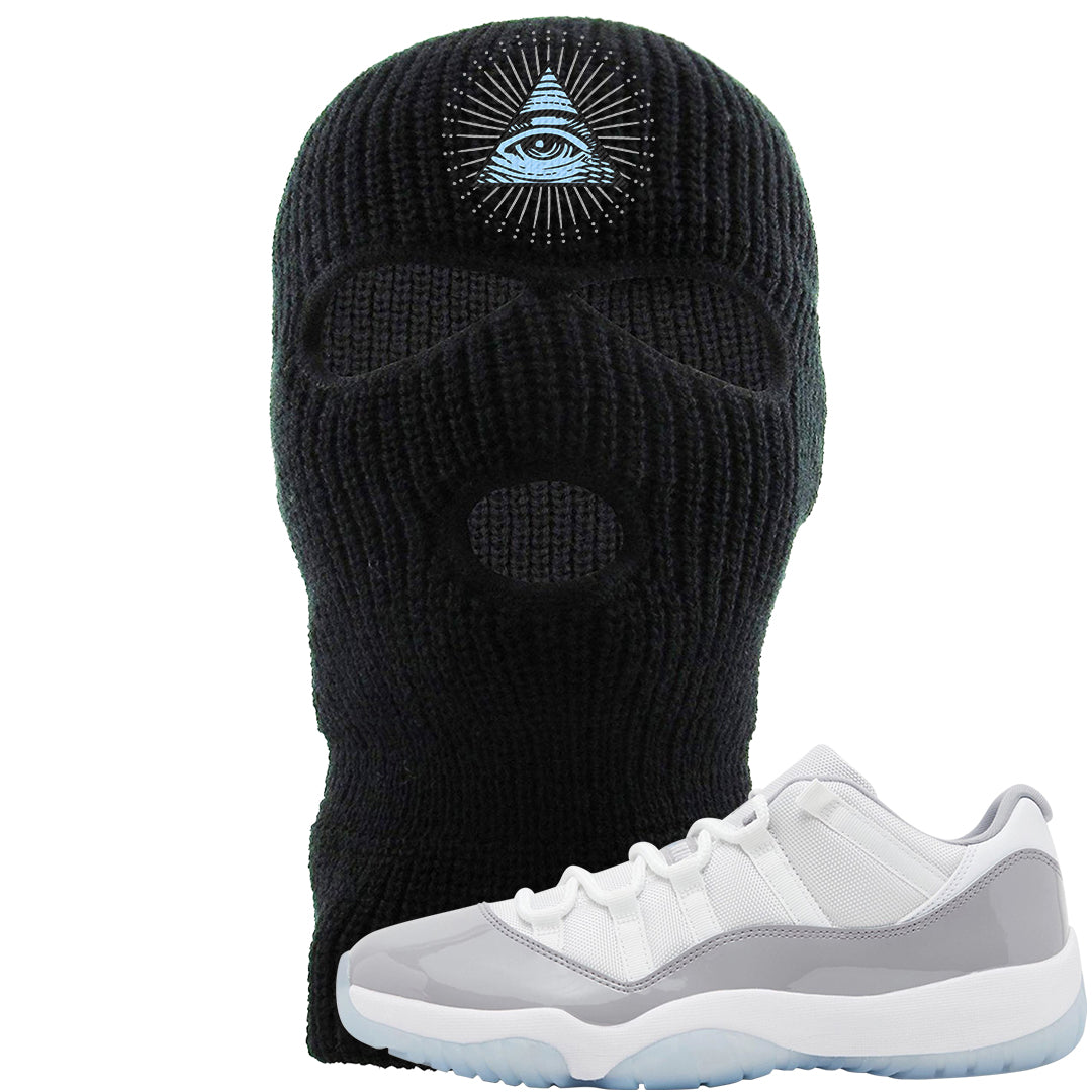 Cement Grey Low 11s Ski Mask | All Seeing Eye, Black