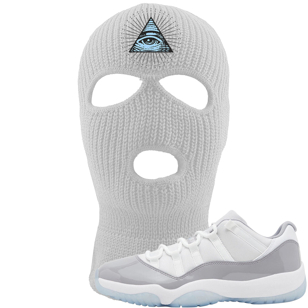 Cement Grey Low 11s Ski Mask | All Seeing Eye, White
