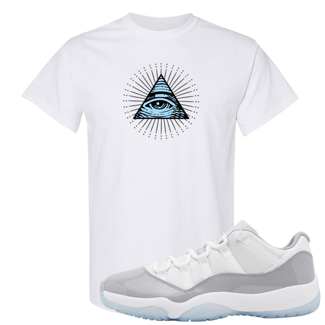 Cement Grey Low 11s T Shirt | All Seeing Eye, White