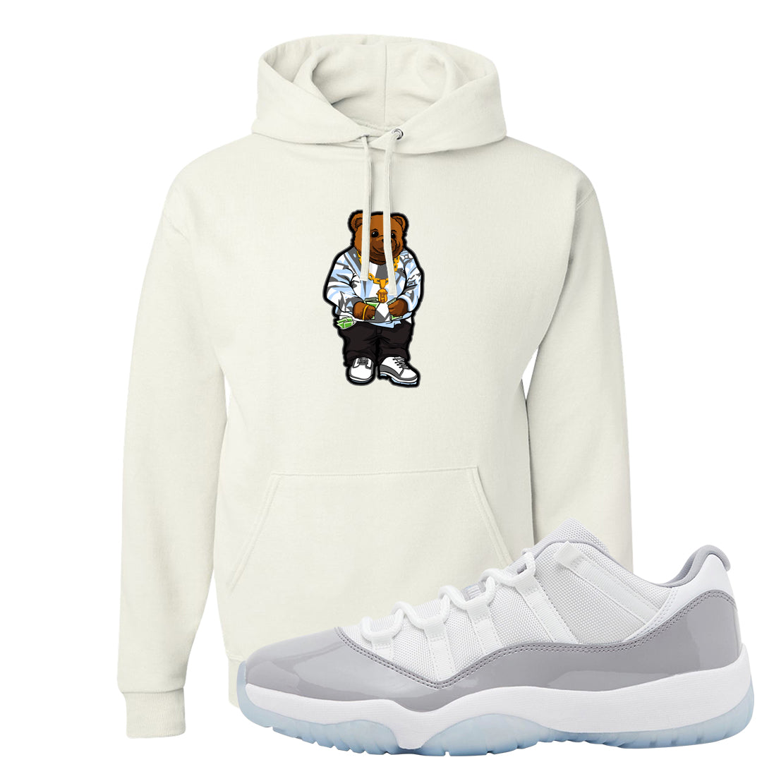 Cement Grey Low 11s Hoodie | Sweater Bear, White