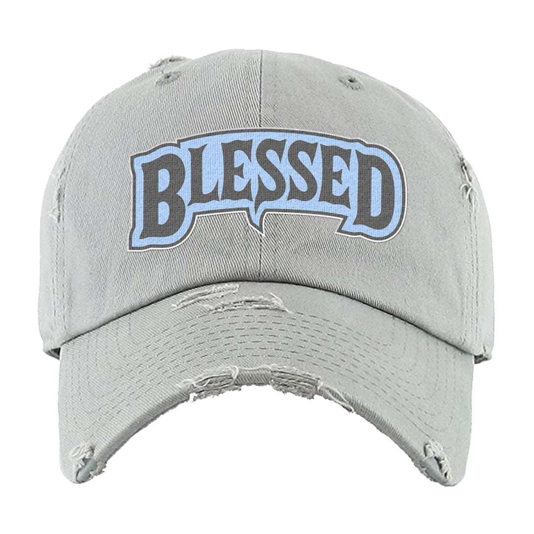 Cement Grey Low 11s Distressed Dad Hat | Blessed Arch, Light Gray