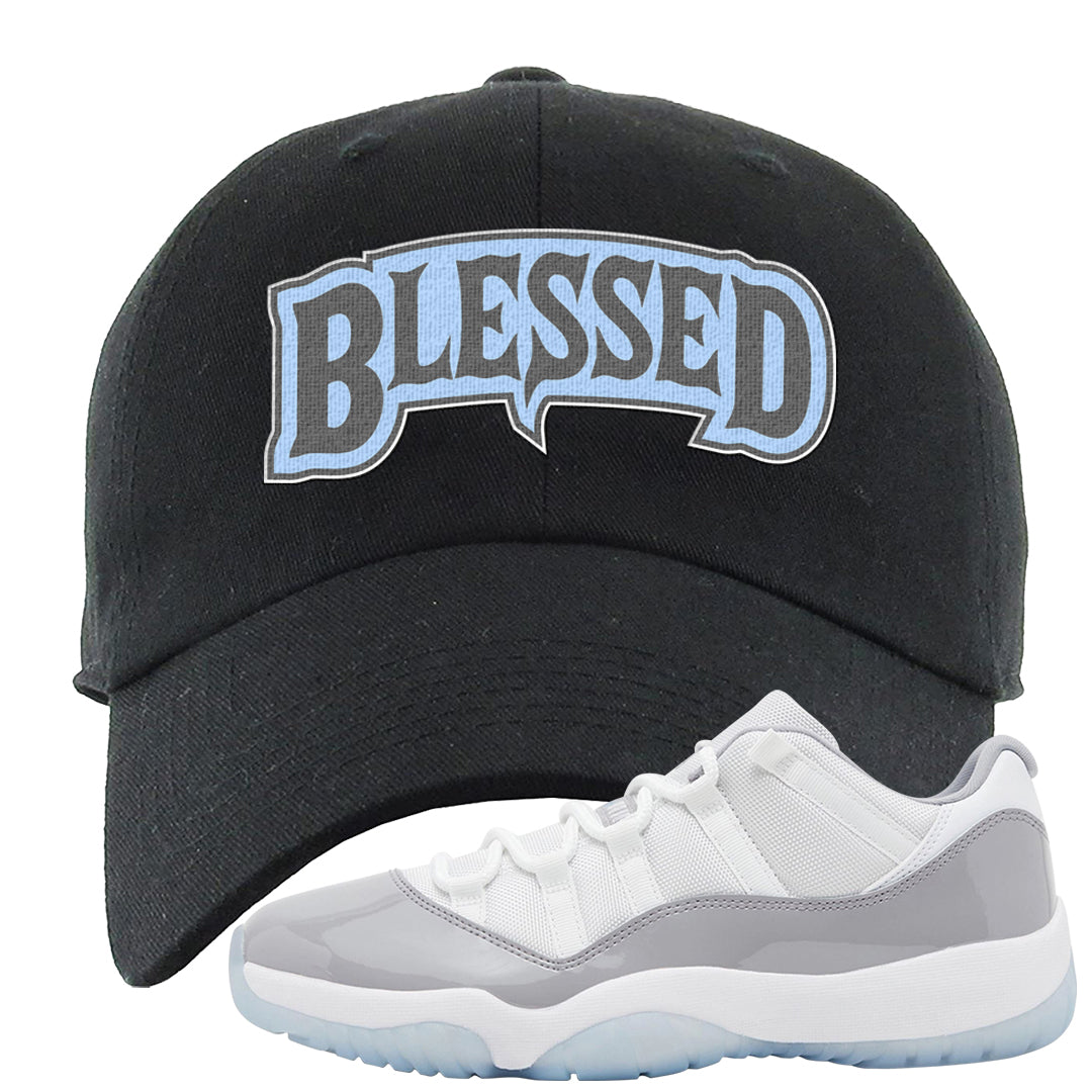 Cement Grey Low 11s Dad Hat | Blessed Arch, Black