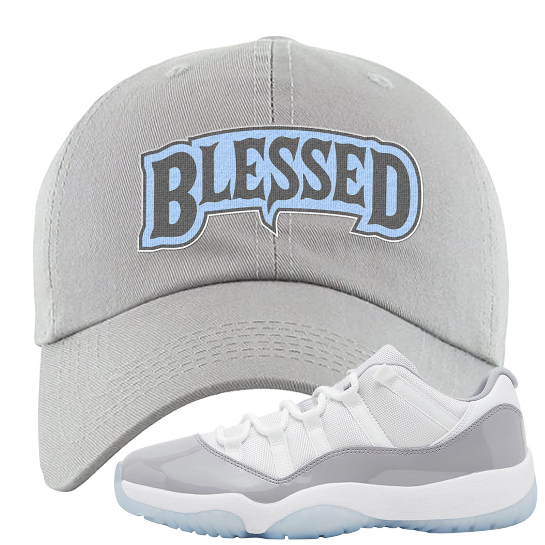 Cement Grey Low 11s Dad Hat | Blessed Arch, Light Gray