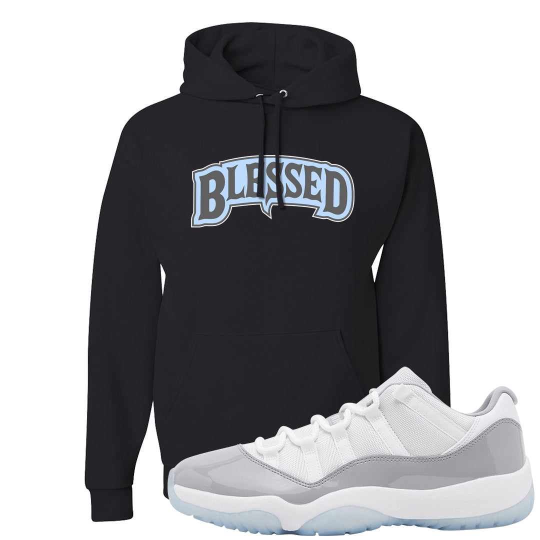 Cement Grey Low 11s Hoodie | Blessed Arch, Black