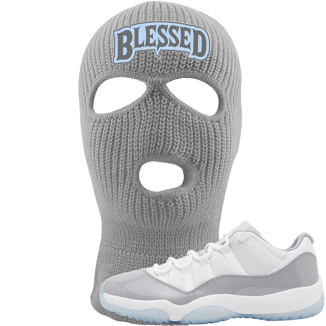 Cement Grey Low 11s Ski Mask | Blessed Arch, Light Gray