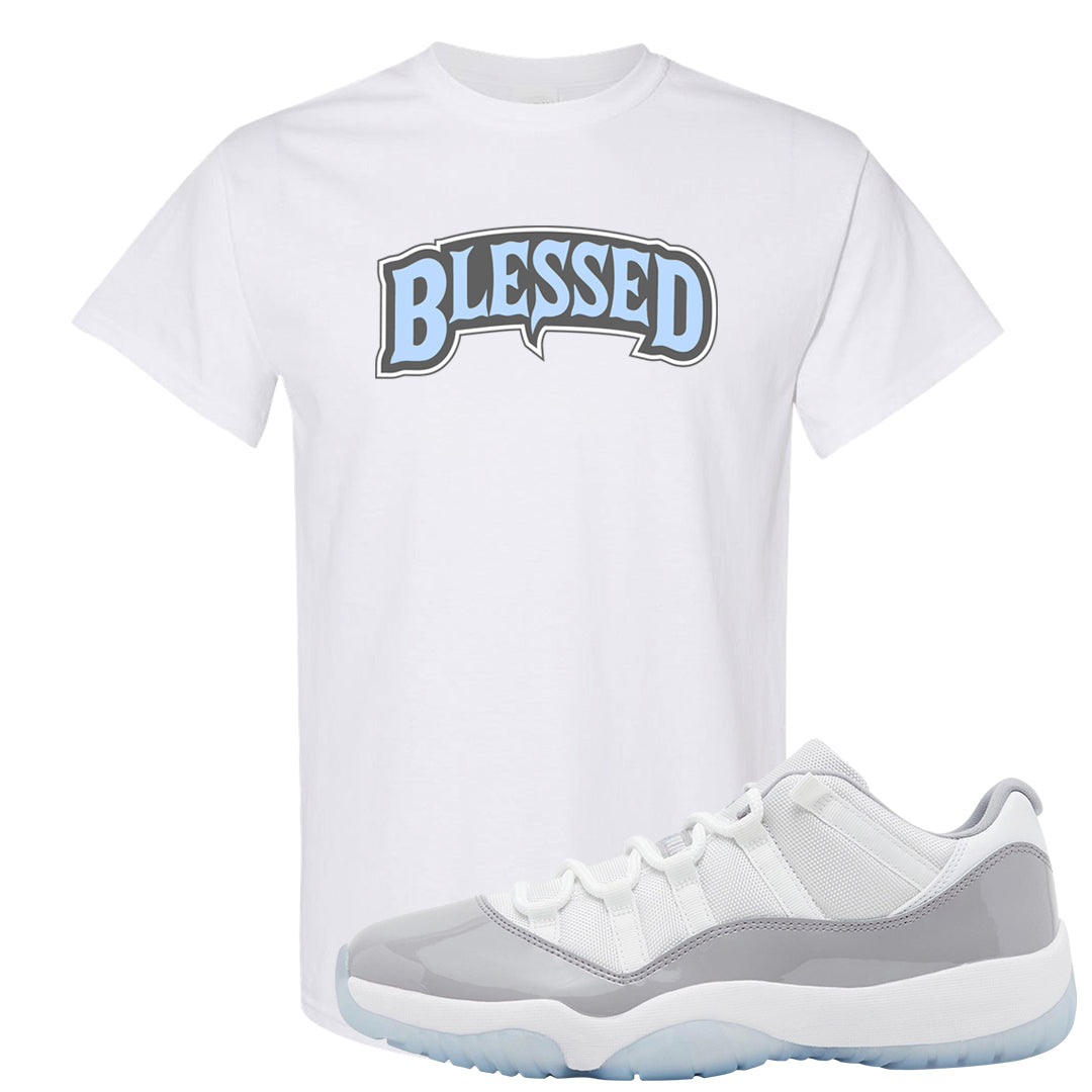 Cement Grey Low 11s T Shirt | Blessed Arch, White